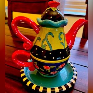 ✨ Whimsical Tea Party Ceramic Teapot & Cup Set ✨